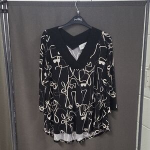 Joseph Ribkoff Silky Knit Face Print Flared Top